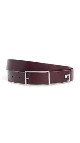 Tory Burch Women's Eleanor Buckle Belt, Dark Carmine/Silver, S