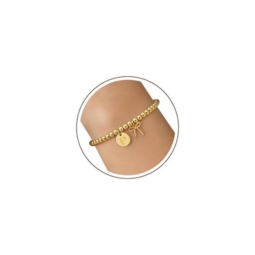 BAYLAY Gold Beaded Bracelets for Women-Initial Bracelet Gold Bracelets for Women Copper Beaded Bracelet for Womens Waterproof Jewelry Non Tarnish Jewelry Pulseras para Mujer Gifts for Girlfriend Mom — image 1