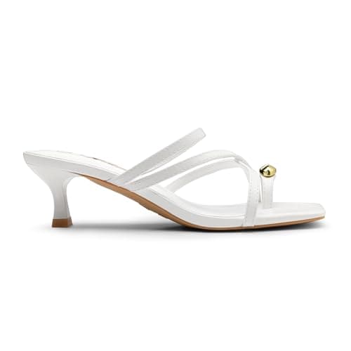 Athlefit Women's Square Open Toe Kitten Heels Strappy Flip Flop Low Heels Slip On Thong Heeled Sandals view 4