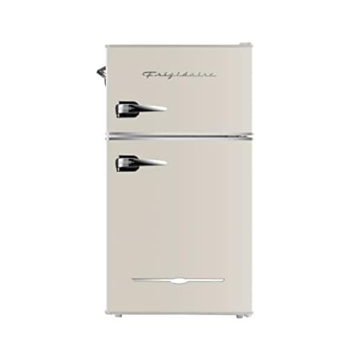 Frigidaire EFR840-Cream EFR840 Retro Mini Fridge with Freezer & Side Bottle Opener-Small 2 Door Refrigerator for Office Bar or College Dorm Room-3.1 Cu Ft (Cream)