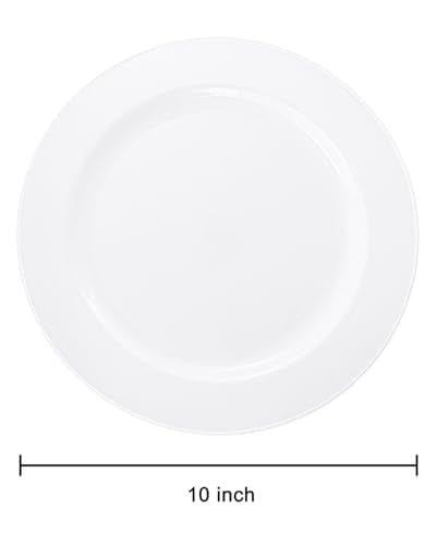 PULOTE 100PCS White Plastic Plates - 10 Inch Heavy Duty White Dinner Plates Disposable for Party & Wedding view 3