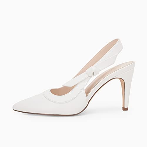 Coutgo Women's Pointed Toe High Heels Slingback Bowknot Formal Pumps Dress Shoes view 3
