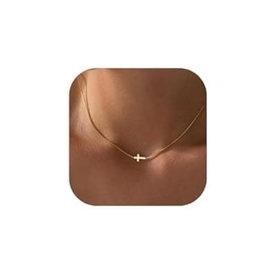 JNZSSWHJJH Easter Basket Stuffers - Cross Necklace for Women 18K Gold Plated Cross Necklace Dainty Gold Necklace for Women Teens Girls Gold Jewelry Easter Religious Christian Gifts