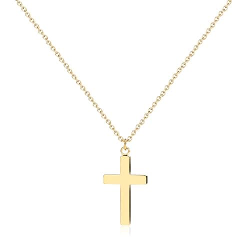 JNZSSWHJJH Easter Basket Stuffers - Cross Necklace for Women 18K Gold Plated Cross Necklace Dainty Gold Necklace for Women Teens Girls Gold Jewelry Easter Religious Christian Gifts — image 1