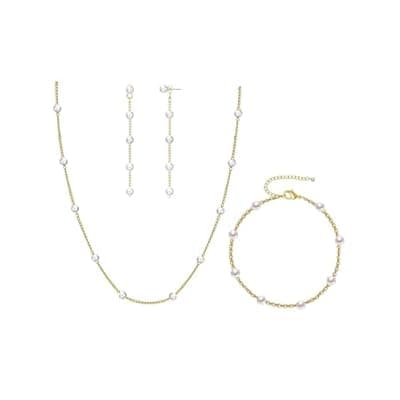 Fezodo Mothers Day Gifts - Pearl Necklace, 18K Gold/Silver Plated Layered Pearl Necklaces Dainty Pearls Choker Necklace and Earring Set Mothers Day Birthday Gifts for Mom Wife Daughter Sister Friends