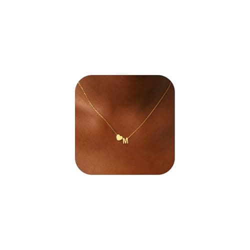 JNZSSWHJJH Heart Initial Necklaces for Women Girls, 18K Gold Plated A-Z Initial Necklace Tiny Heart Necklace Dainty Gold Initial Necklaces for Women Trendy Jewelry Gifts for Teen Girls view 1