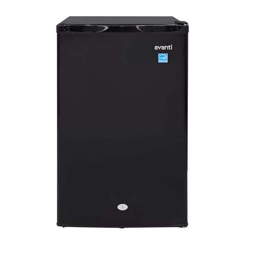 Avanti 4.4 Cu. Ft. Compact Refrigerator Lockable Mini Fridge for Home Office or Dorm with Adjustable Glass Shelves, Reversible Door, Interior Light, and ENERGY STAR Certification, 4.4 cu.ft., Black