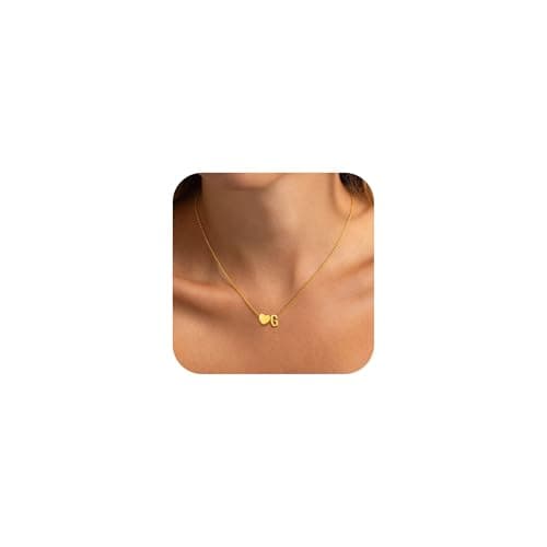 JNZSSWHJJH Heart Initial Necklaces for Women Girls, 18K Gold Plated A-Z Initial Necklace Tiny Heart Necklace Dainty Gold Initial Necklaces for Women Trendy Jewelry Gifts for Teen Girls view 1