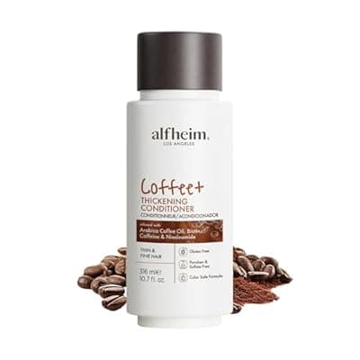 ALFHEIM Coffee+ Thickening Conditioner for Fine, Thin & Breakage-Prone Hair with Caffeine, Biotin & Arabica Coffee Oil, Strengthens, Hydrates & Boosts Volume, Paraben-Free, Sulfate-Free Travel Size