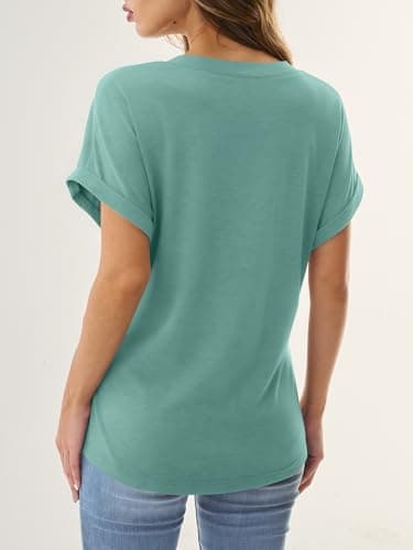 GKBK Womens Short Sleeve V Neck Henley Tops Dressy Casual Blouses Summer Trendy Vacation Tee Shirts 2026 Fashion Clothes view 3