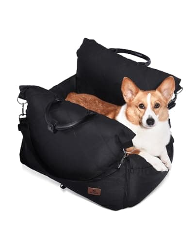 PET MARVEL Dog Car Seat for Small Dogs Up to 25 lbs, Pet Booster Seat & Travel Carrier with Safety Leash and Thick Cushion, Fully Detachable Washable Pet Bag with Storage Pocket, Portable, Black — image 1