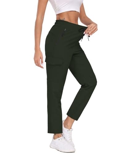 TOIUUI Womens Lightweight Cargo Pants Water Resistant Quick Dry UPF 50+ Elastic Waist Hiking Work Travel Zipper Pockets — image 1