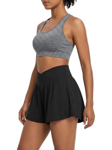 gaimoliso Crossover 2-in-1 Flowy Workouts Shorts Women Running Shorts with Pockets Spandex Shorts for Athletic Tennis Skorts view 5