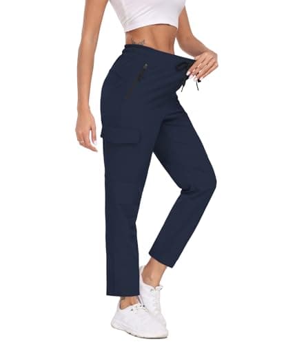 TOIUUI Womens Lightweight Cargo Pants Water Resistant Quick Dry UPF 50+ Elastic Waist Hiking Work Travel Zipper Pockets — image 1