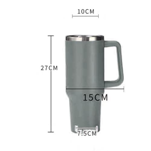 REVGOZU 40 Oz Tumbler with Handle Straw Lid Insulated Stainless Steel Vacuum Reusable Coffee Cup Holder Friendly Keep Drinks Cold Gifts for Lover Women Men Car Gym Travel (Grey) view 3
