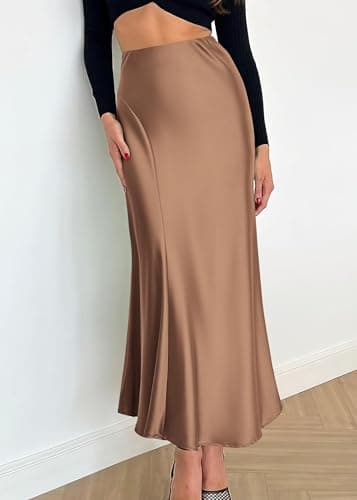 KIRUNDO Women Spring Summer Satin Maxi Skirt 2026 Trendy High Waisted Wedding Cocktail Party Work Silk A-Line Formal Skirts view 3