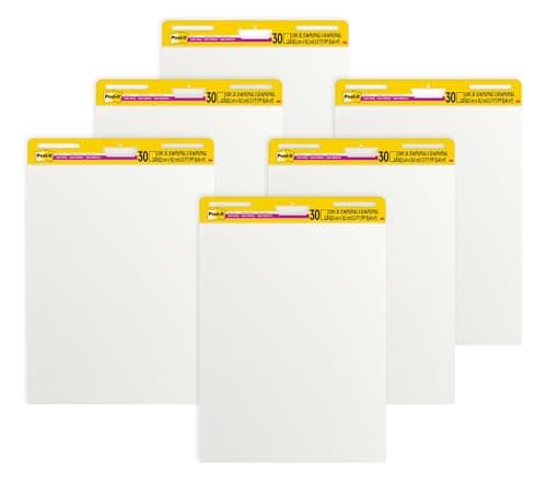 Post-it Super Sticky Easel Pad, 25 x 30 Inches, 30 Sheets Per Pad, 36 Pads, Large, White, Premium Self Stick Flip Chart Paper, Anchor Chart, Office Supplies & School Supplies, Great for Teachers and Students