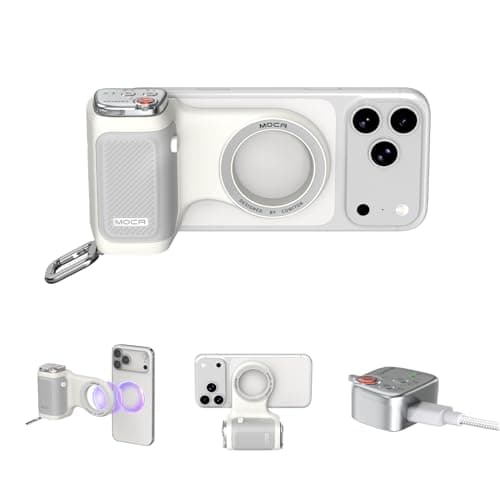 COMTOK MOCA Fun Shot Magnetic Phone Grips Only for iPhone 17 All Models iOS26, iOS18 - No Need App Camera Grip Handle Holder Ergonomic Handle with Built-in Wireless Shutter & Anti-Slip Design