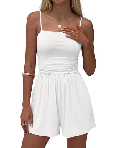 BTFBM Summer Rompers For Women 2026 Casual One Piece Spaghetti Strap Sleeveless Shorts Jumpsuit Beach Vacation Outfits — image 1
