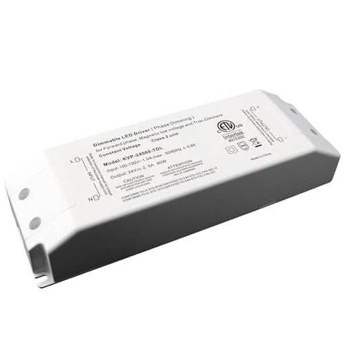 Hanbaak 60W Triac Dimmable LED Driver, 24V Dimmable Power Supply, 100-130VAC to 24VDC Transformer for Low Voltage Lighting Project, Compatible with Lutron Leviton Dimmers — image 1
