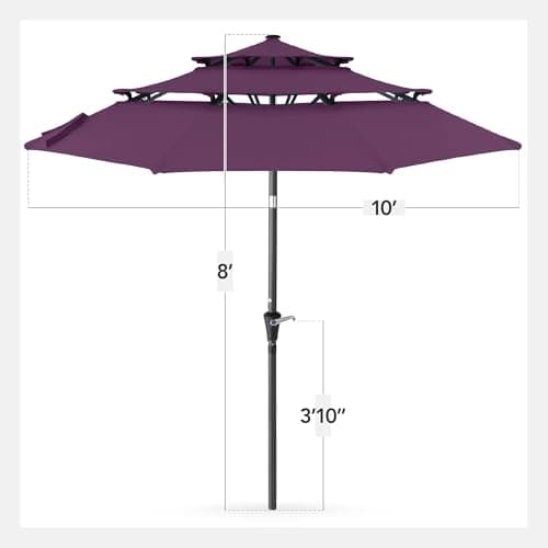 Best Choice Products 10ft 3-Tier Market Patio Umbrella, Outdoor Sun Shade with Tilt, Crank Lift, 8 Ribs for Backyard, Deck, Poolside view 2