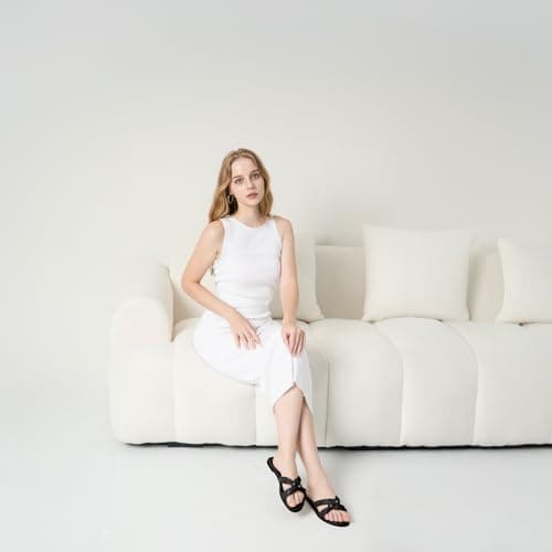 WONGXWAY Women Dressy Sandals Strappy Knotted Slide Sandals Cute Comfy Open Toe Slip On Sandals view 2