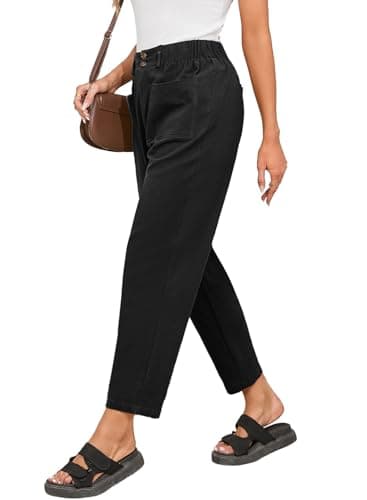 Dokotoo Linen Pants Women Casual Cotton Capri Pants High Waisted Harem Trouser Summer Slacks with Pockets Fall Clothes — image 1