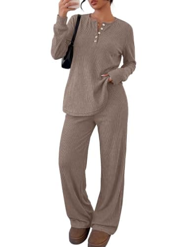 OFEEFAN Two Piece Lounge Sets for Women Fall Winter Sweater Pajamas Set view 4