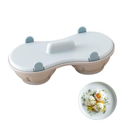 Egg Poacher Microwave Egg Cooker, 2 Cavity Edible Silicone Double Drain Poached Egg Cups, Microwave Egg Poacher Kitchen Cooking Gadgets