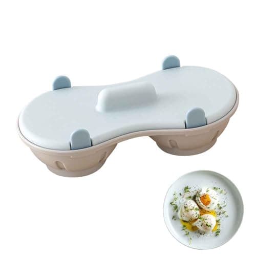 Egg Poacher Microwave Egg Cooker, 2 Cavity Edible Silicone Double Drain Poached Egg Cups, Microwave Egg Poacher Kitchen Cooking Gadgets — image 1