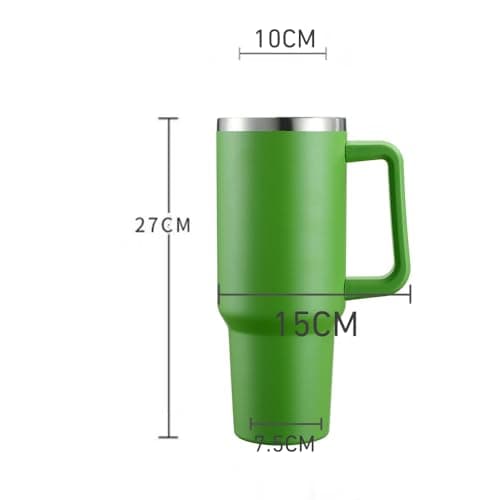 REVGOZU 40 Oz Tumbler with Handle Straw Lid Insulated Stainless Steel Vacuum Reusable Coffee Cup Holder Friendly Keep Drinks Cold Gifts for Lover Women Men Car Gym Travel (Green) view 3