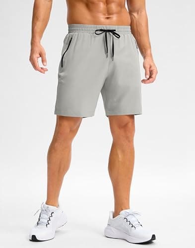 Pudolla Men's Athletic Shorts with Zipper Pockets 5"/7"/9" Lightweight Quick Dry Workout Gym Running Shorts view 2