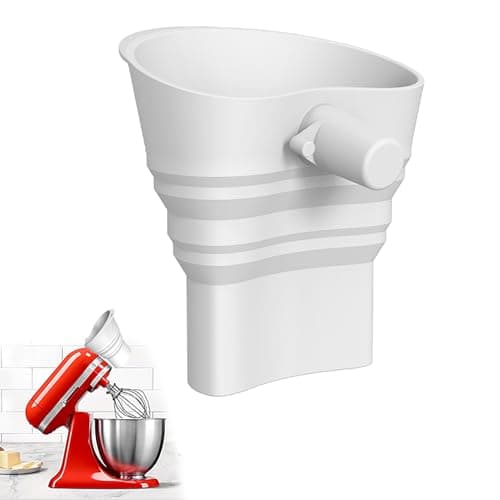 2026 Updated Flour Funnel for Kitchen Aid Mixer, Durable Anti-Splash Mixer Flour Funnel for Tilt-Head 4.5–7 Qt (KSM150), Easy Pour No-Mess Attachment, Dishwasher-Safe Baking Tool (White) — image 1