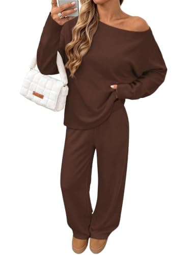 Off the Shoulder Lounge Sets 2 Piece Fall Outfits for Women Sweatsuit 2026 view 2