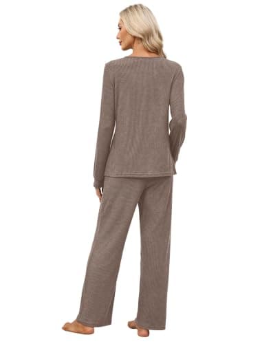 OFEEFAN Two Piece Lounge Sets for Women Fall Winter Sweater Pajamas Set view 5
