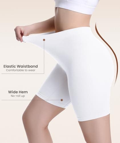 Okimay 3 Pack Slip Shorts for Under Dress with Pocket Smooth Anti Chafing Shorts Women Bike Shorts view 4