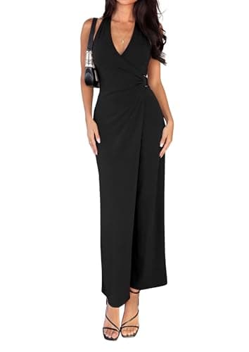 PRETTYGARDEN Halter Dresses for Women 2026 Elegant Classy Spring V Neck Tie Backless Summer Wedding Guest Cocktail Midi Dress view 1