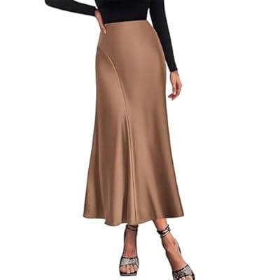 KIRUNDO Women Spring Summer Satin Maxi Skirt 2026 Trendy High Waisted Wedding Cocktail Party Work Silk A-Line Formal Skirts