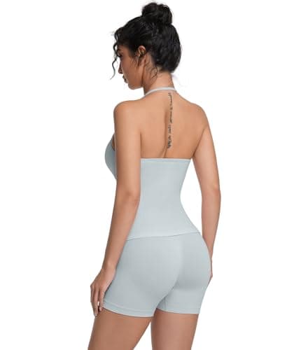 OVESPORT 2 Piece Workout Sets for Women Impact Padded Tank top and Seamless Gym Shorts Outfits view 4