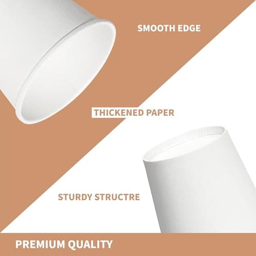 SLFxotro Coffee Cups 16 oz 200 Pack, Disposable Paper Cups 16 oz, White Paper Hot Coffee Cups Suitable for Party, Picnic, Travel, and Events-white view 4