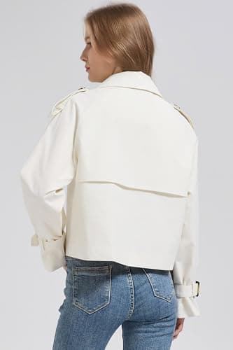 Orolay CHIIONE Cropped Trench Jackets Women's Lightweight Spring Jacket Double Breasted Short Trench Coat Trendy Outfit view 6