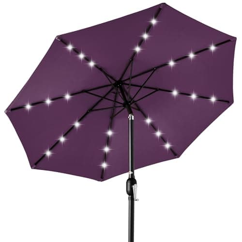 Best Choice Products 10ft Solar Polyester LED Lighted Patio Umbrella w/Tilt Adjustment and UV-Resistant Fabric view 1