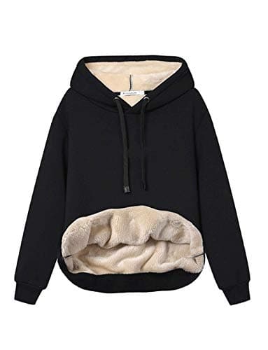 Haellun Womens Casual Winter Warm Fleece Sherpa Lined Pullover Hooded Sweatshirt — image 1
