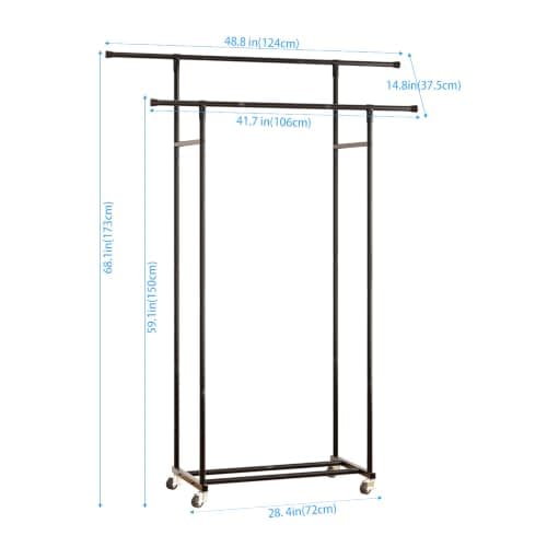 ecobedding Garment Rack with Wheels, Portable Clothing Rack for Bedroom, Closet, and Laundry Room view 2