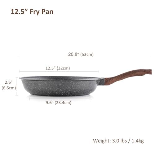 SENSARTE 12.5 Inch Nonstick Frying Pan Skillet, Swiss Granite Coating Omelette Pan, Healthy Stone Cookware, PFOA Free view 3