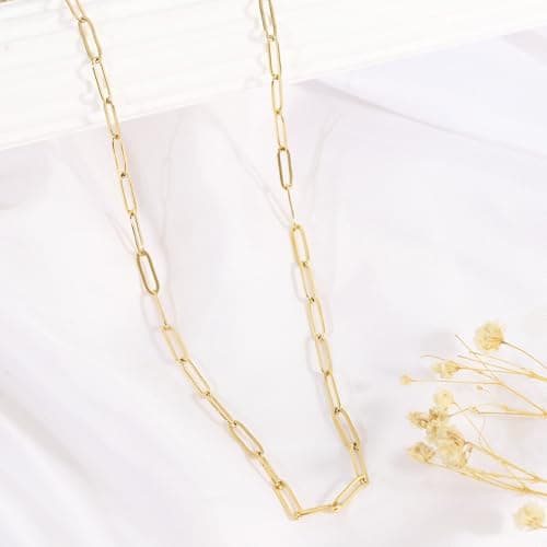 JNZSSWHJJH Gold Chain Necklace for Women - 18K Gold Plated Gold Chain Necklace Layered Herringbone Rope Snake Paperclip Chain Necklaces Dainty Gold Chain Necklace for Women Gold Jewelry Gifts view 6