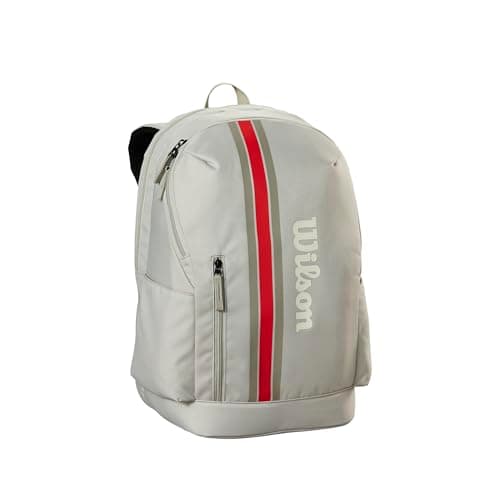 WILSON 2025 Team Tennis Backpack - Oats/Red, Holds up to 2 Rackets