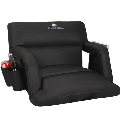 CAMPHILL Wide Stadium Seat with Back Support & Padded Cushion,Portable Reclining Bleacher Seats,Camping Stadium Chair with Armrests,Waterproof,Ideal for Sports Events,Outdoor Concerts,Hiking,25" Wide