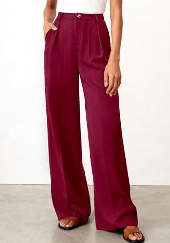 BTFBM Wide Leg Pants Woman 2026 High Waisted Button Business Casual Dressy Trousers Office Work Palazzo Pants Pockets view 3