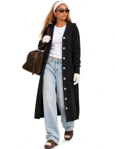 CiCiBird Womens Fall Long Cardigan Sweater Hooded Button Coat | Side Pockets, Loose Midi Length, Cozy Texture, Soft Lightweight Knit, Lounge To Outdoor Wear, Daily Layering, House Coat view 5